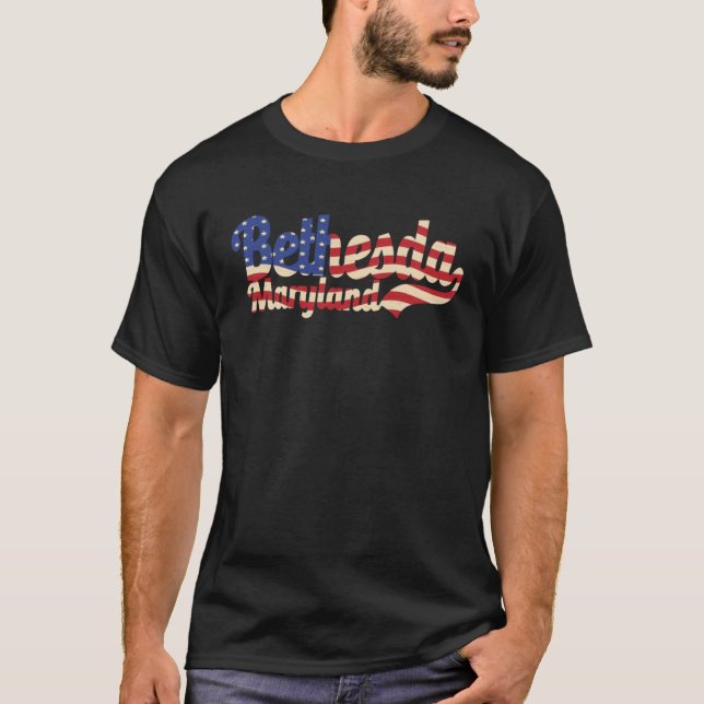 Camiseta Bethesda City Maryland American Flag (Frente)