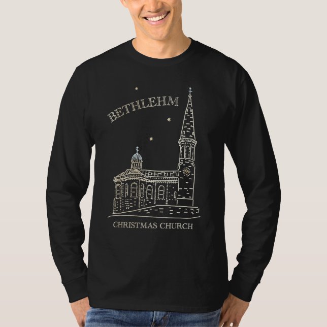 Camiseta Bethlehem Hand Drawn Christmas Church (Frente)