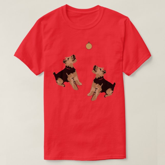 Camiseta Betsi Welsh Terrier Design de Natal (Frente do Design)