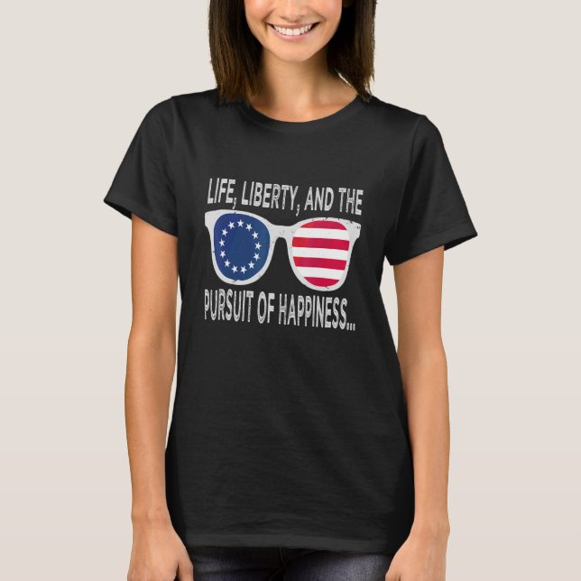 Camiseta Betsy Ross 4 De Julho American Flag Sunglass 17 (Frente)