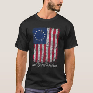 Camiseta Betsy Ross American Flag Patriotic Deus abençoe Am