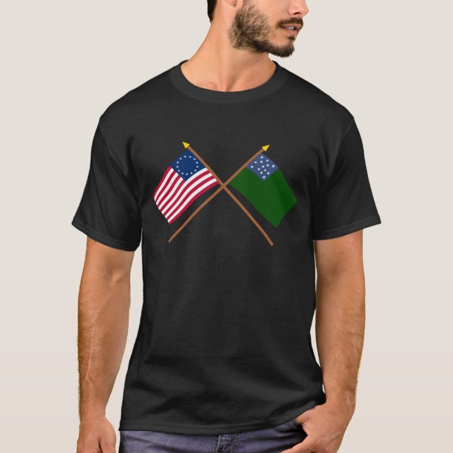 Camiseta Betsy Ross cruzado e bandeiras verdes dos meninos (Frente)