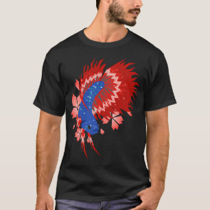 Camiseta betta cauda de coroa com pétalas de sakura