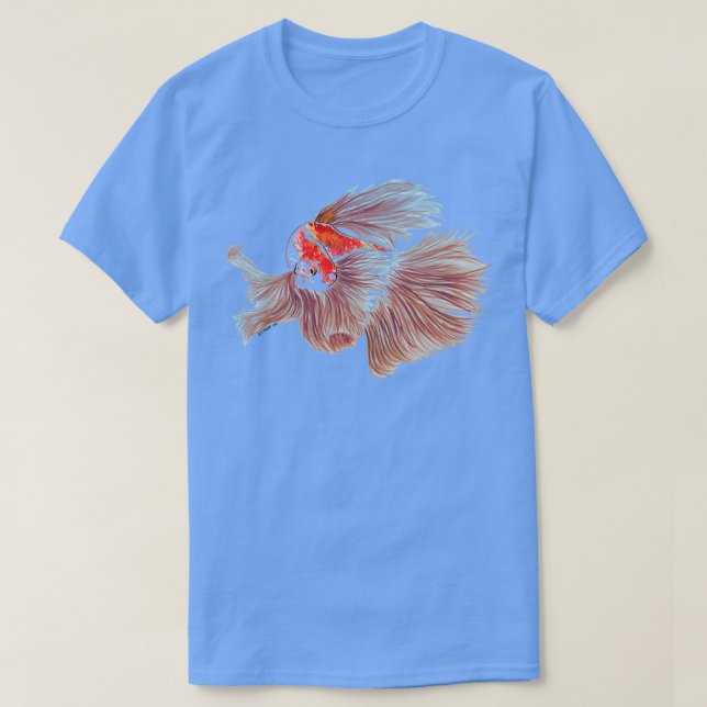 Camiseta Betta Fish Red Orange and Blue (Frente do Design)