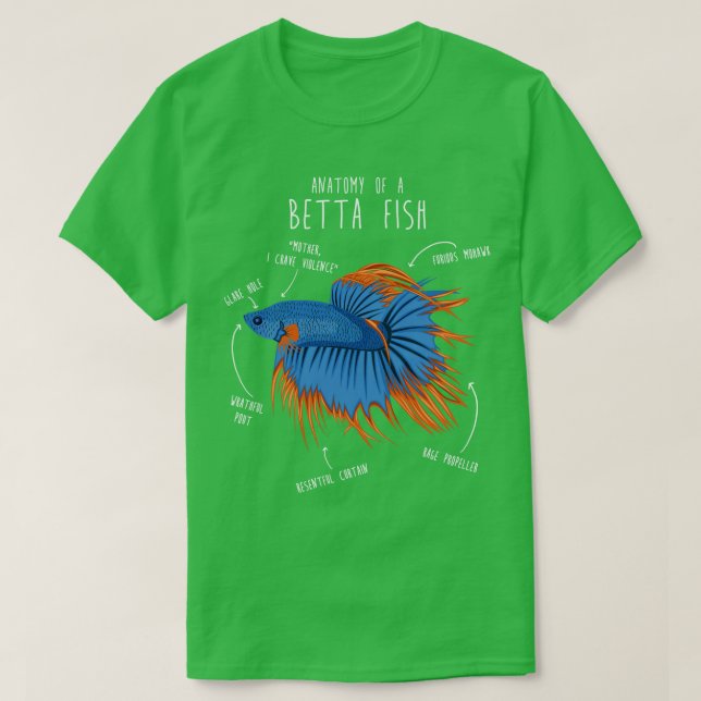 Camiseta Betta Fish Siamês Combatendo Anatomia 1 (Frente do Design)