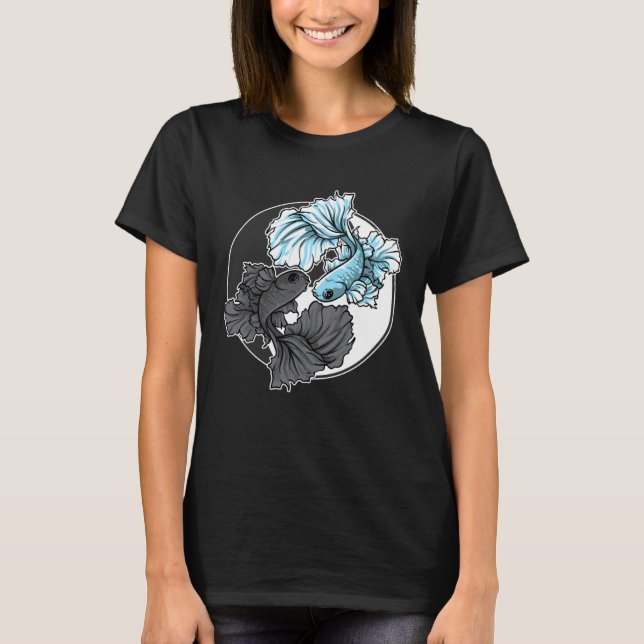 Camiseta Betta Fish Yin Yang Aquarium Aquarist Fish Tank Ko (Frente)