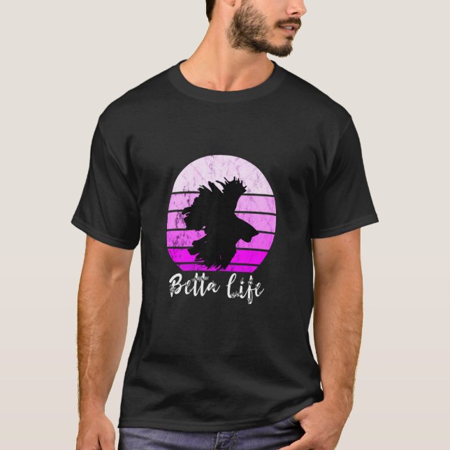 Camiseta Betta Life Siamese Lutando Peixes Retro Sunset (Frente)