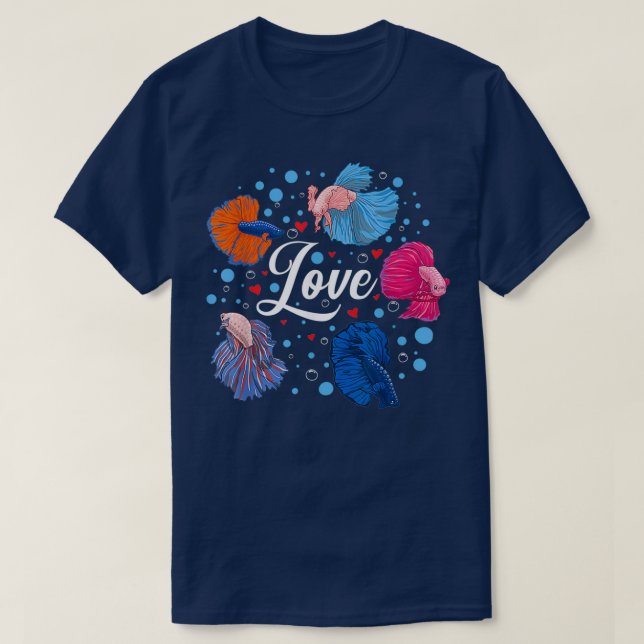 Camiseta Betta Love Fish Lover Pet Mom Siamese Fighting Fis (Frente do Design)