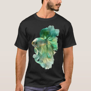 Camiseta Betta Peixe de Combate Siamesa Verde Mint Pastel,