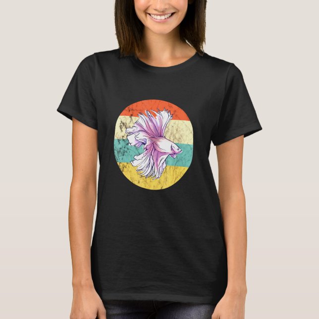 Camiseta Betta Splendens Fish Siamês Fighting Fish Retro S (Frente)
