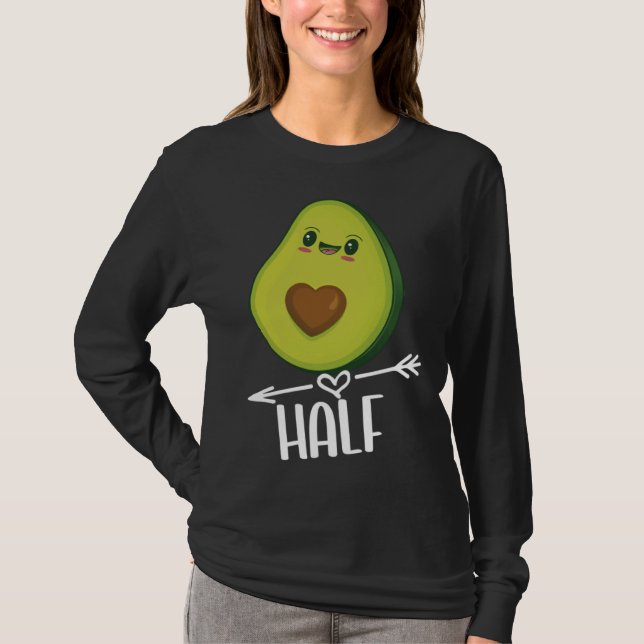 Camiseta Better Half Couple Sliced Avocado  Valentine s Day (Frente)