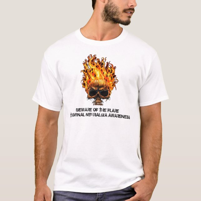 CAMISETA BEWARE DA CONSCIÊNCIA DO NEURALGIA DE TRIGEMINAL (Frente)