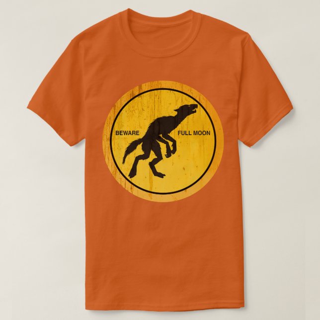 Camiseta Beware Full Moon Werewolf Night (Frente do Design)
