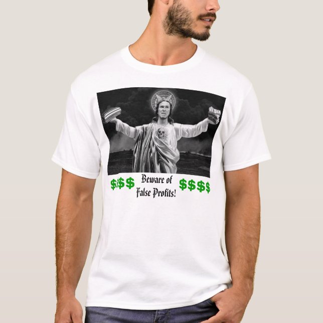 Camiseta Beware lucros do ofFalse! , (Frente)