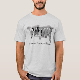 Camiseta Beware o Alpacalypse - jogo engraçado do humor em