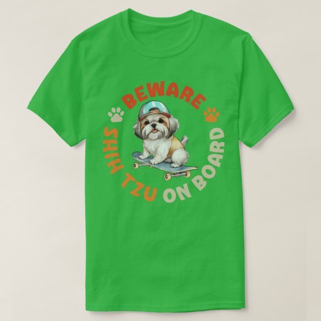 Camiseta Beware Shih Tzu Em Conselho (Frente do Design)