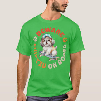 Camiseta Beware Shih Tzu Em Conselho