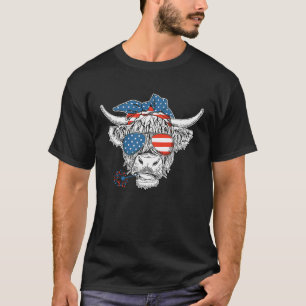 Camiseta Bezerra da 4 de Julho Bandeira Americana Vaca Patr