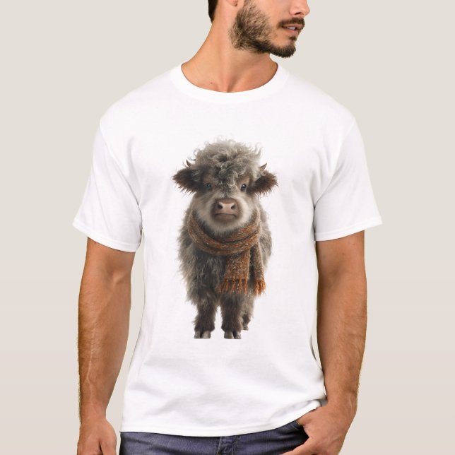 Camiseta Bezerro Adorável e Fofo das Terras Altas com Cache (Frente)