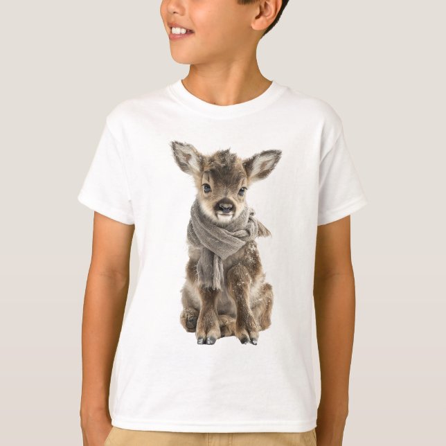 Camiseta Bezerro de Inverno com Cachecol Aconchegante Infan (Frente)
