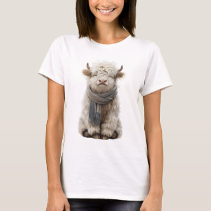 Camiseta Bezerro Fofo e Felpudo de Highland Vestindo um Cac