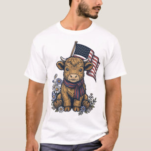 Camiseta Bezerro Patriótico das Terras Altas com Bandeira V