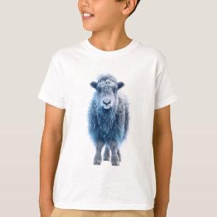 Camiseta Bezerros das Terras Altas de Lã Encaracolada Azul