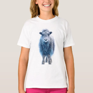 Camiseta Bezerros das Terras Altas de Lã Encaracolada Azul