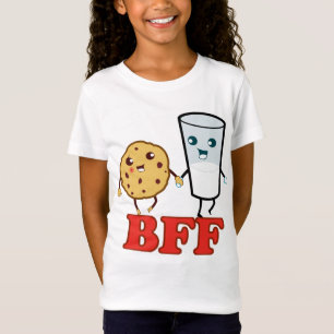 Camiseta BFF, biscoito e leite