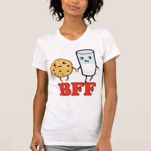 Camiseta BFF, biscoito e leite - personalizados