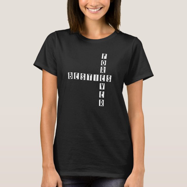 Camiseta Bff Quebra-cabeça e Besties de Espada Cruzada para (Frente)