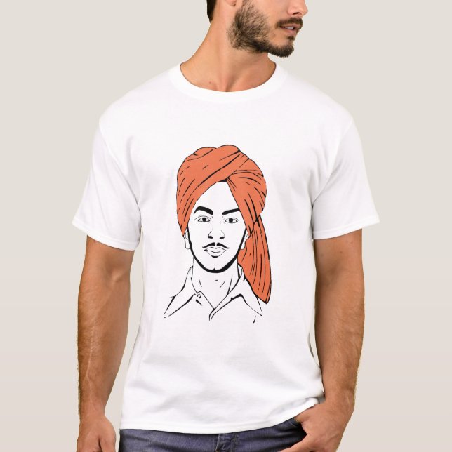 Camiseta Bhagat Singh a luta indiana da liberdade do herói (Frente)