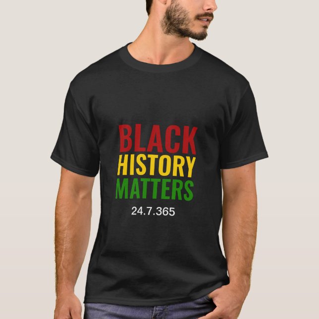 Camiseta BHM | HISTÓRIA NEGRA 24.7.365 | Branco (Frente)