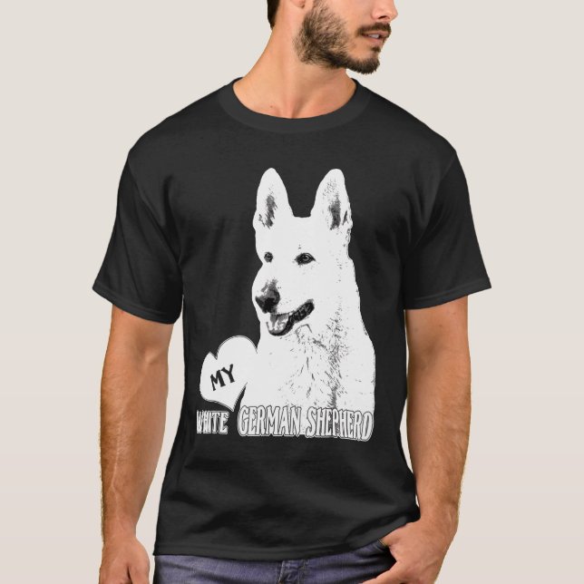 Camiseta Bhymer Ama Meu German shepherd Branco (Frente)