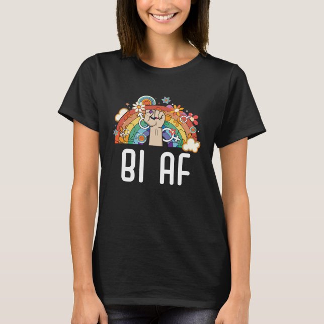 Camiseta Bi AF Bisexual Rainbow Pride March Bisexuality LGB (Frente)