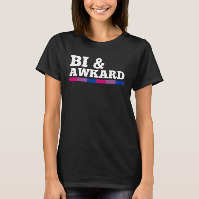 Camiseta Bi And Awkward Bisexual Pride Flag Minimalist Styl (Frente)