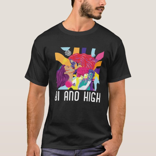 Camiseta Bi And High Bisexual Rainbow Pride March Bisexuali (Frente)