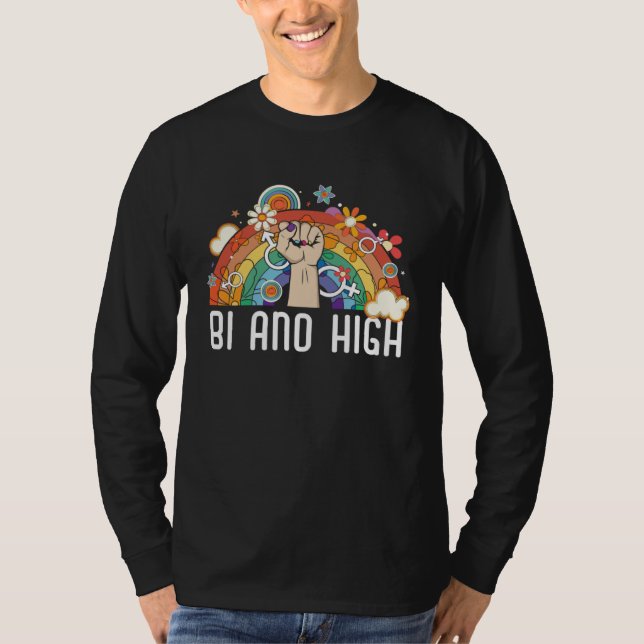 Camiseta Bi And High Bisexual Rainbow Pride March Bisexuali (Frente)