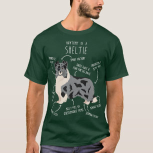 Camiseta Bi Blue Sheltie Shetland Sheepdog Anatomia
