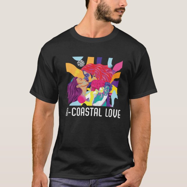 Camiseta Bi Coastal Love Bisexual Rainbow Pride Bisexuality (Frente)