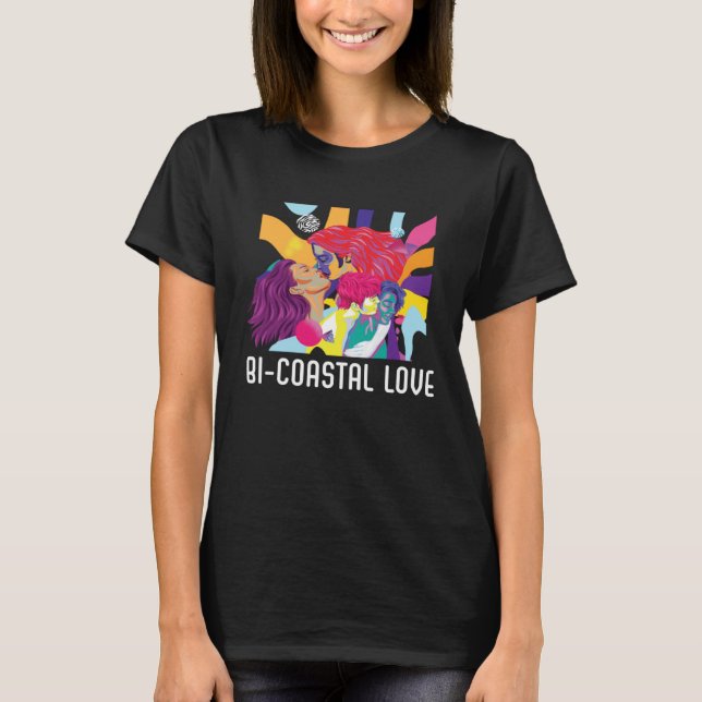 Camiseta Bi Coastal Love Bisexual Rainbow Pride Bisexuality (Frente)