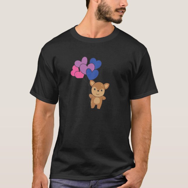 Camiseta Bi Flag Ballon Hearde Pride Lgbtq Deer (Frente)