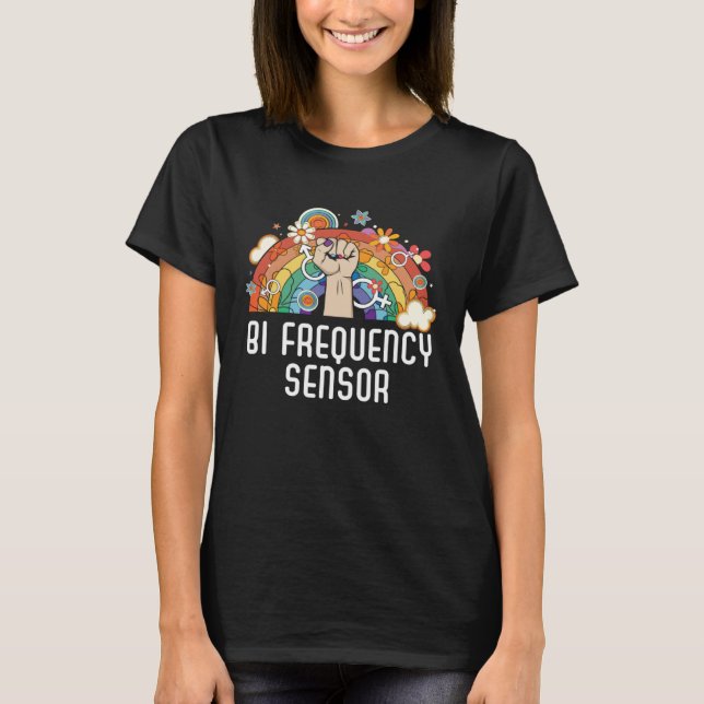 Camiseta Bi Frequency Sensor Bisexual Rainbow Pride Bisexua (Frente)