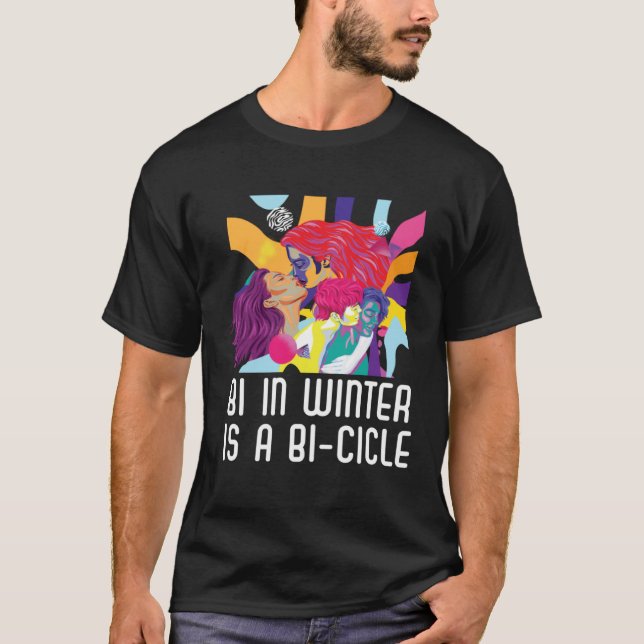 Camiseta Bi In Winter Is A Bi cicle Bisexual Rainbow Pride  (Frente)