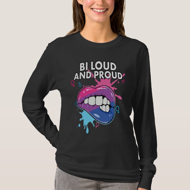 Camiseta Bi Loud and Proud Bisexual Rainbow Pride Bisexuali (Frente)