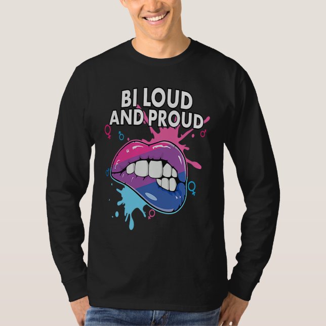 Camiseta Bi Loud and Proud Bisexual Rainbow Pride Bisexuali (Frente)