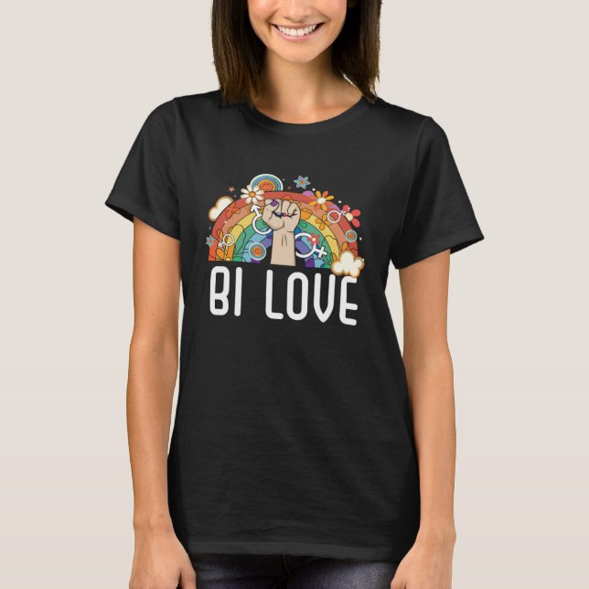 Camiseta Bi Love Bisexual Rainbow Pride March Bisexuality L (Frente)