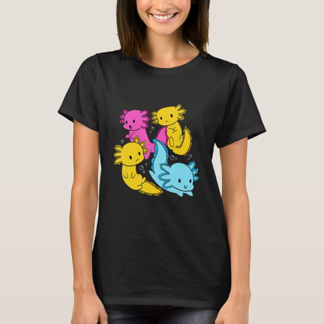 Camiseta Bi Pansexual Pride Mexican Salamander Axolotl Pile (Frente)
