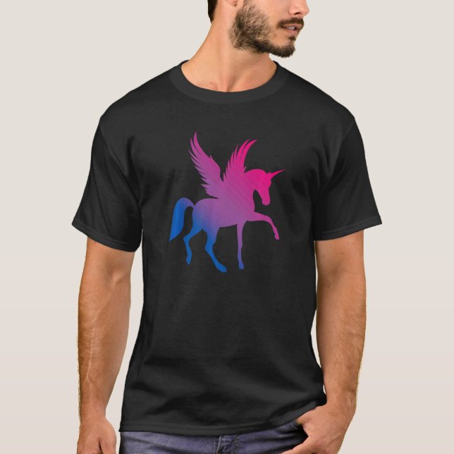 Camiseta Bi Pride Flag Unicorn Bisexual Premium (Frente)