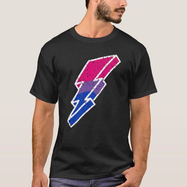 Camiseta Bi Pride Lightning Bolt Cute Lgbtq Parade Subtle P (Frente)